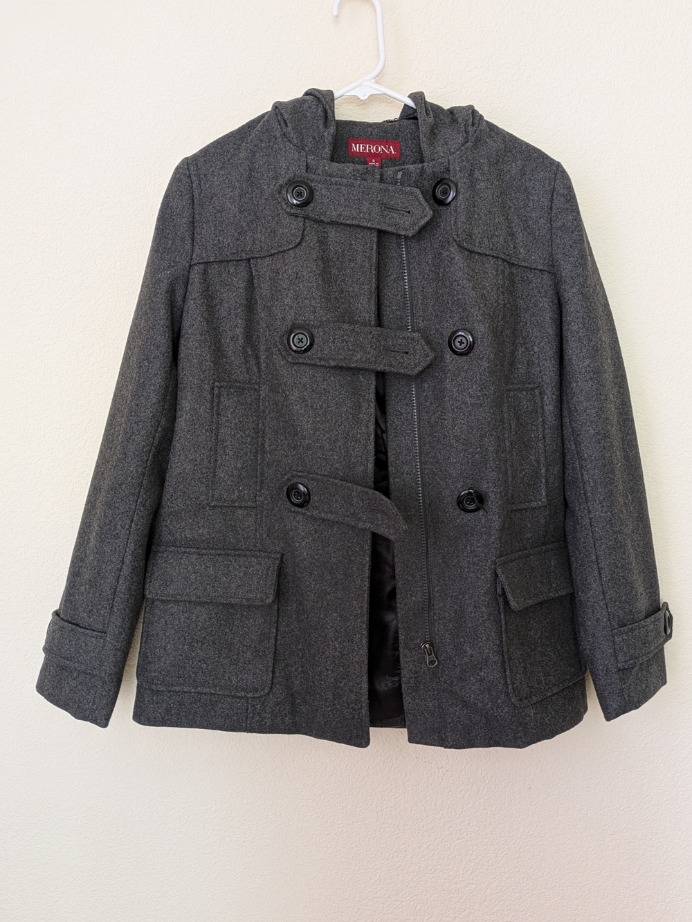 Merona Charcoal Gray Wool-Blend Toggle Coat